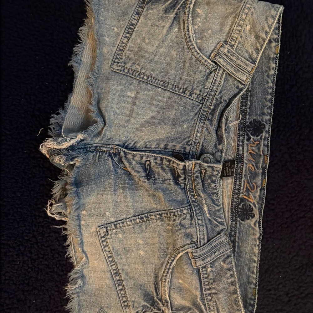 Rue21 Light Blue Frayed Denim Shorts